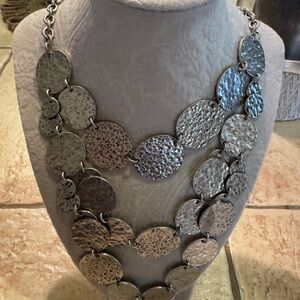 Silver Hammered Disc Necklace